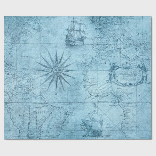 Papel De Presente Mapa Antigo.