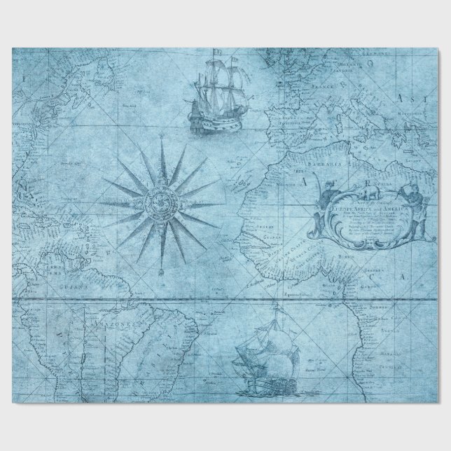 Papel De Presente Mapa Antigo. (Aberto)