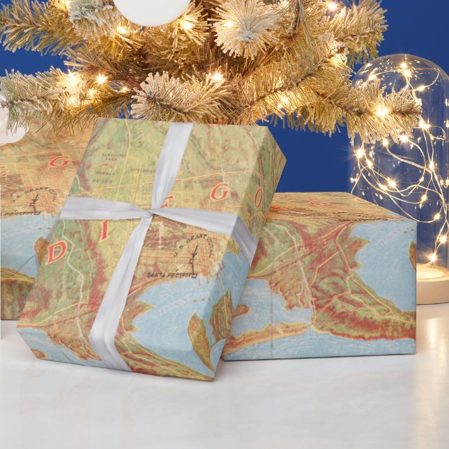 Papel De Presente Mapa antigo da AC San Diego (1915)  (Feriados)