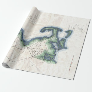 Papel De Presente Mapa Antigo da Costa de New England Cape Cod