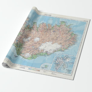 Papel De Presente Mapa Antigo da Islândia