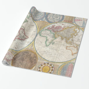 Papel De Presente Mapa Antigo do Mundo