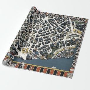 Papel De Presente Mapa Antigo do Theatreland de Londres 1915