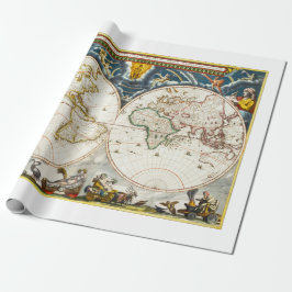 Papel De Presente Mapa Antigo Impresso