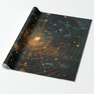 Papel De Presente Mapa Celestial das Estrelas do ouro (3)