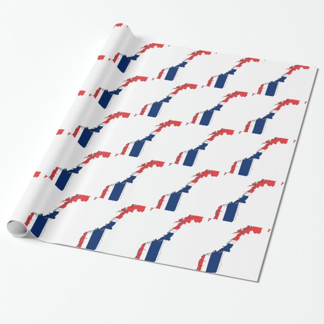 Papel De Presente Mapa da bandeira de Noruega (Desenrolado)