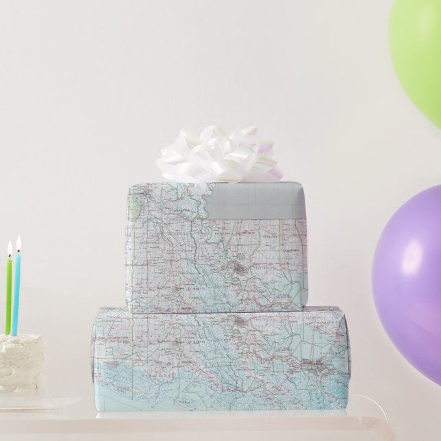 Papel De Presente Mapa da Louisiana (1991) Atlas Estadual Bayou (Presentes para festas)