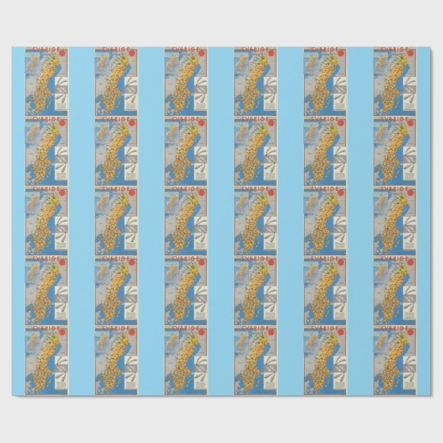 Papel De Presente Mapa da Suécia (Aberto)