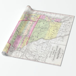 Papel De Presente Mapa das Vintagens dos Estados Unidos Ocidentais (