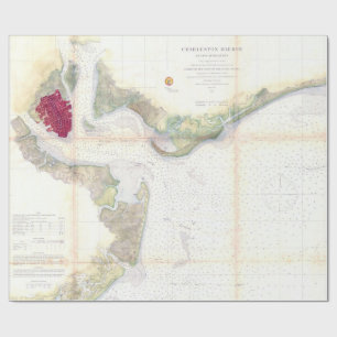 Papel De Presente Mapa de Charleston Harbor SC (1866)
