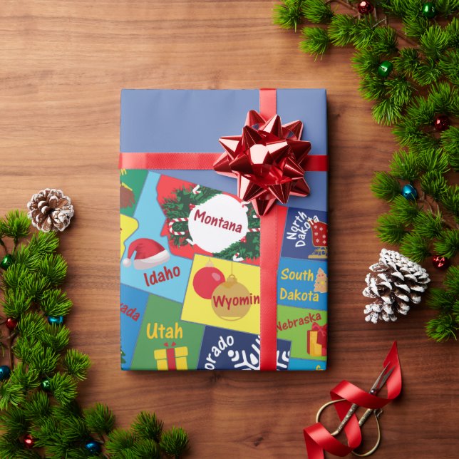 Papel De Presente Mapa de Natal dos EUA (Presente de Natal)