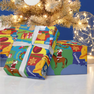 Papel De Presente Mapa de Natal dos EUA