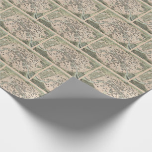 Papel De Presente Mapa de ruas antigo de Paris do vintage