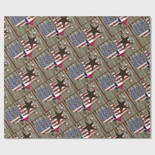 Papel De Presente Mapa de Sinalizador do Estado do Texas Lone Star