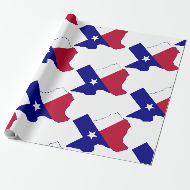 Papel De Presente Mapa de Sinalizador do Texas (Desenrolado)