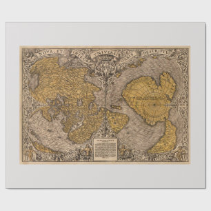 Papel De Presente Mapa de Vintagens Impresso