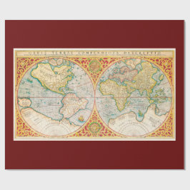 Papel De Presente Mapa de Vintagens Impresso