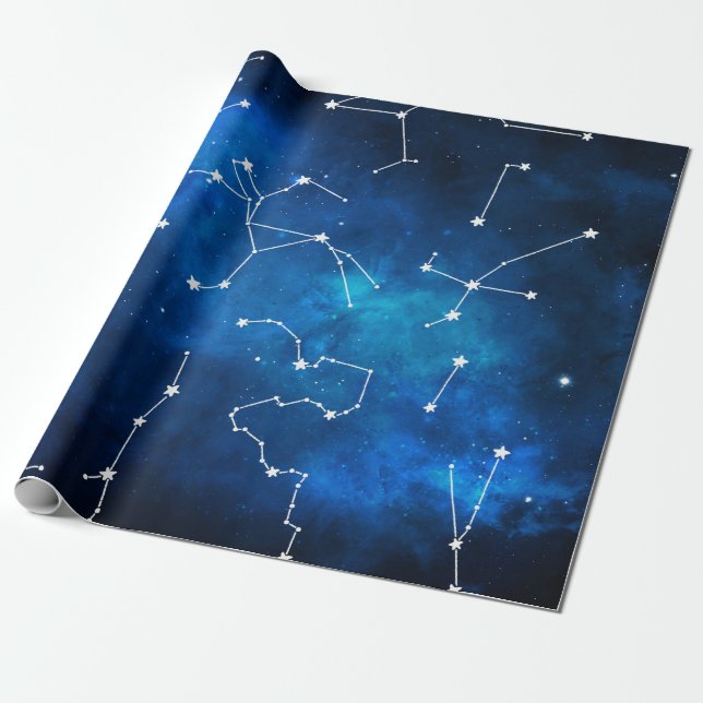 Papel De Presente Mapa do Céu Constelação Amante da Astronomia (Desenrolado)