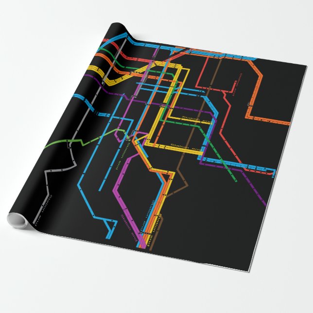 Papel De Presente Mapa do metrô da cidade (Desenrolado)