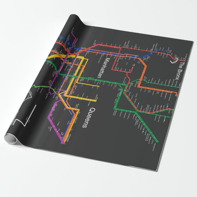Papel De Presente Mapa do metrô de NY-City (Desenrolado)