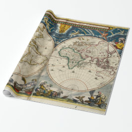 Papel De Presente Mapa do mundo antigo - Blaeu, Joana 1664