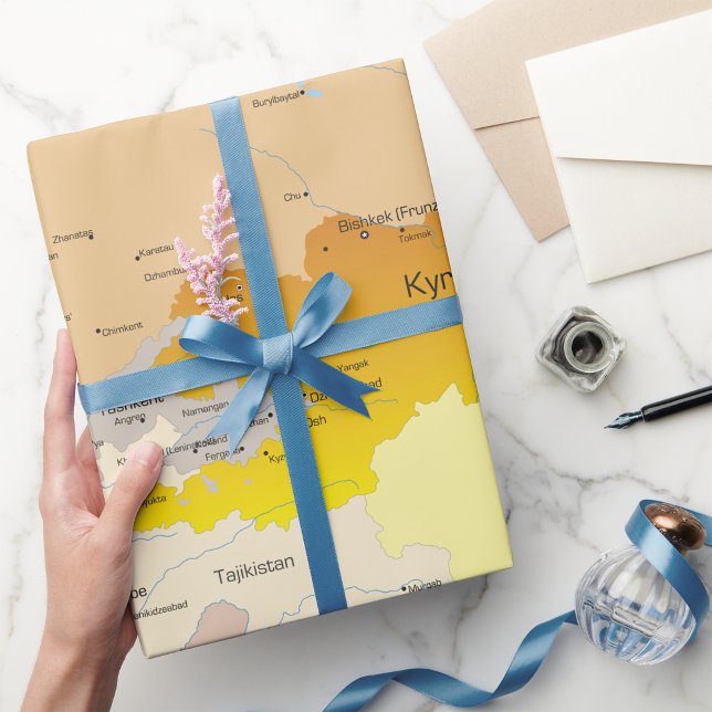 Papel De Presente Mapa do Papel de Embalagem do Quirguistão (Criador carregado)