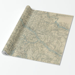 Papel De Presente Mapa do vintage da área de Richmond Virgínia