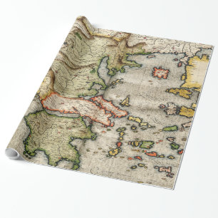 Papel De Presente Mapa do vintage da piscina (1596)