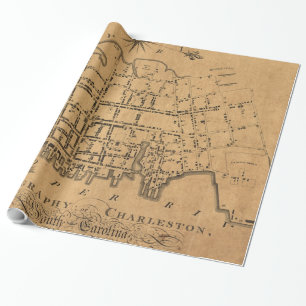 Papel De Presente Mapa do vintage de Charleston South Carolina
