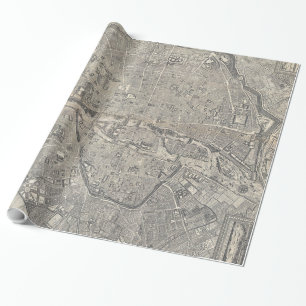 Papel De Presente Mapa do vintage de Paris France (1652)