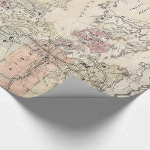 Papel De Presente Mapa do vintage de Puget Sound (1891)
