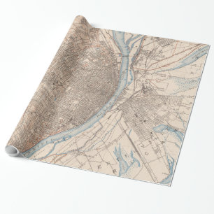 Papel De Presente Mapa do vintage de St Louis Missouri (1904)