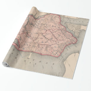 Papel De Presente Mapa do vintage de Staten Island New York (1874)