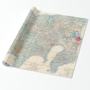 Papel De Presente Mapa do vintage de Tokyo e de Monte Fuji Japão