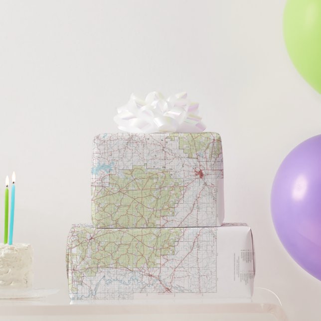 Papel De Presente Mapa Florestal Nacional de Kisatchie (1967)  (Presentes para festas)