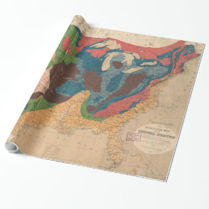 Papel De Presente Mapa Geological dos Estados Unidos do vintage