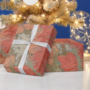 Papel De Presente Mapa Geológico Antigo de Yellowstone (1904)