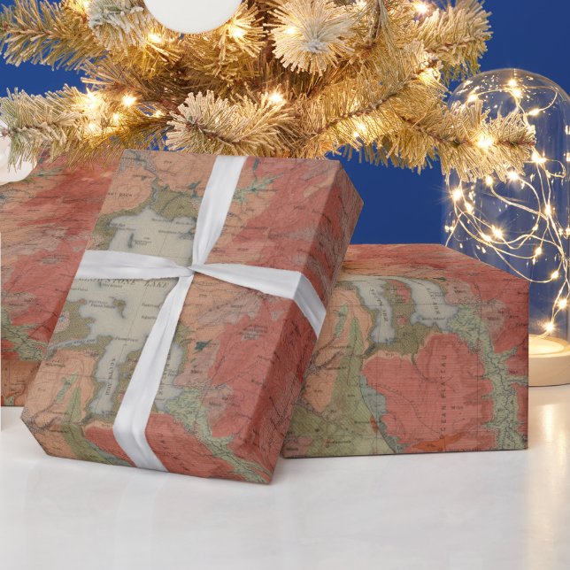 Papel De Presente Mapa Geológico Antigo de Yellowstone (1904)  (Feriados)