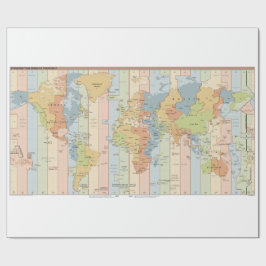 Papel De Presente Mapa Global de Fusos Horários
