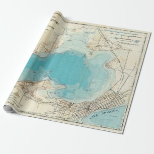 Papel De Presente Mapa Hidrográfico Antigo do Lago Mendota