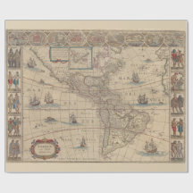 Mapa histórico dos continentes americanos