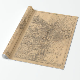 Papel De Presente Mapa militar nordeste Virgínia com fortes &