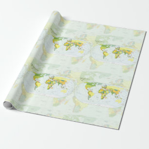 Papel De Presente Mapa Mundial Atlas Poster Político: Decoração Mode