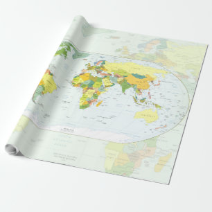 Papel De Presente Mapa Mundial Atlas Poster Político: Decoração Mode
