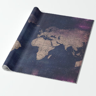 Papel De Presente Mapa Mundial Vintage Celestial (5)