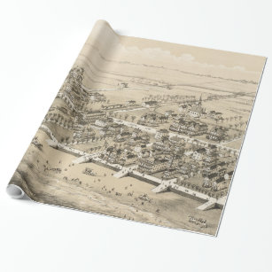 Papel De Presente Mapa pictórico do vintage da cidade NJ da ilha do