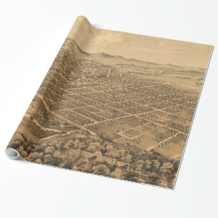 Papel De Presente Mapa pictórico do vintage de Kalamazoo Michigan