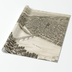 Papel De Presente Mapa pictórico do vintage de Laredo Texas (1892)