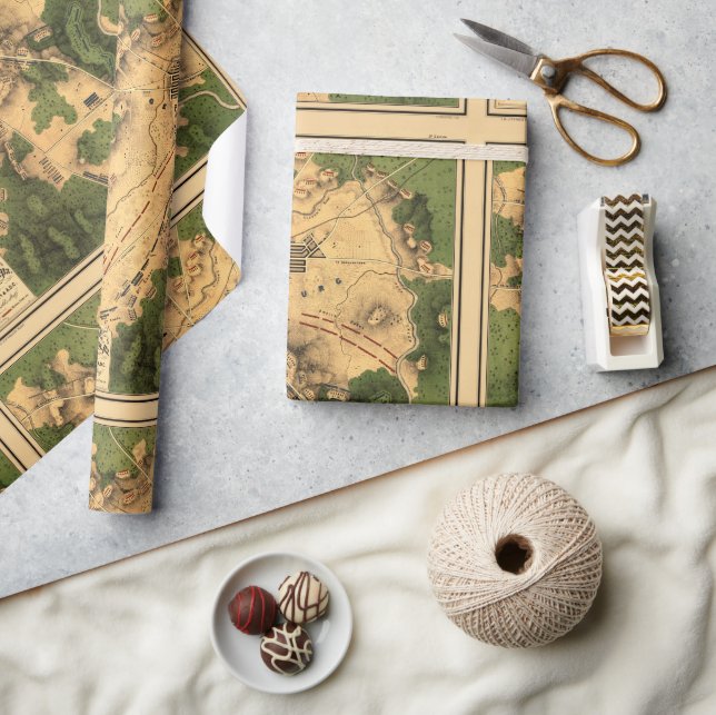 Papel De Presente Mapa Restaurado da Batalha de Gettysburg, 1863 (Artesanato)