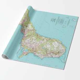 Papel De Presente Mapa topográfico do vintage de Guam